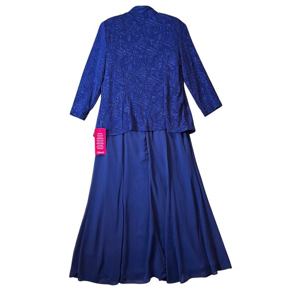 Alex Evenings Glittered Two Piece Dress Set Modest Dress Sz 10 Electric Blue New - Picture 5 of 10